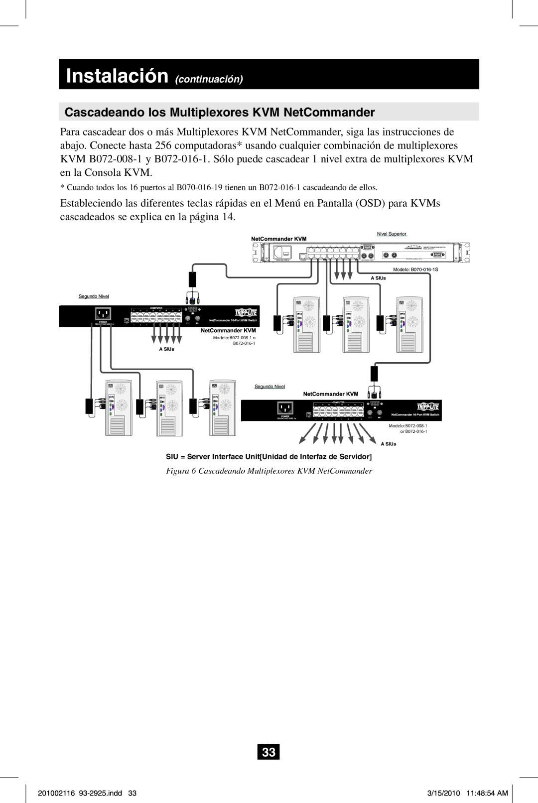 Tripp Lite B070-016-19 Cascadeando los Multiplexores KVM NetCommander, Figura 6 Cascadeando Multiplexores KVM NetCommander 