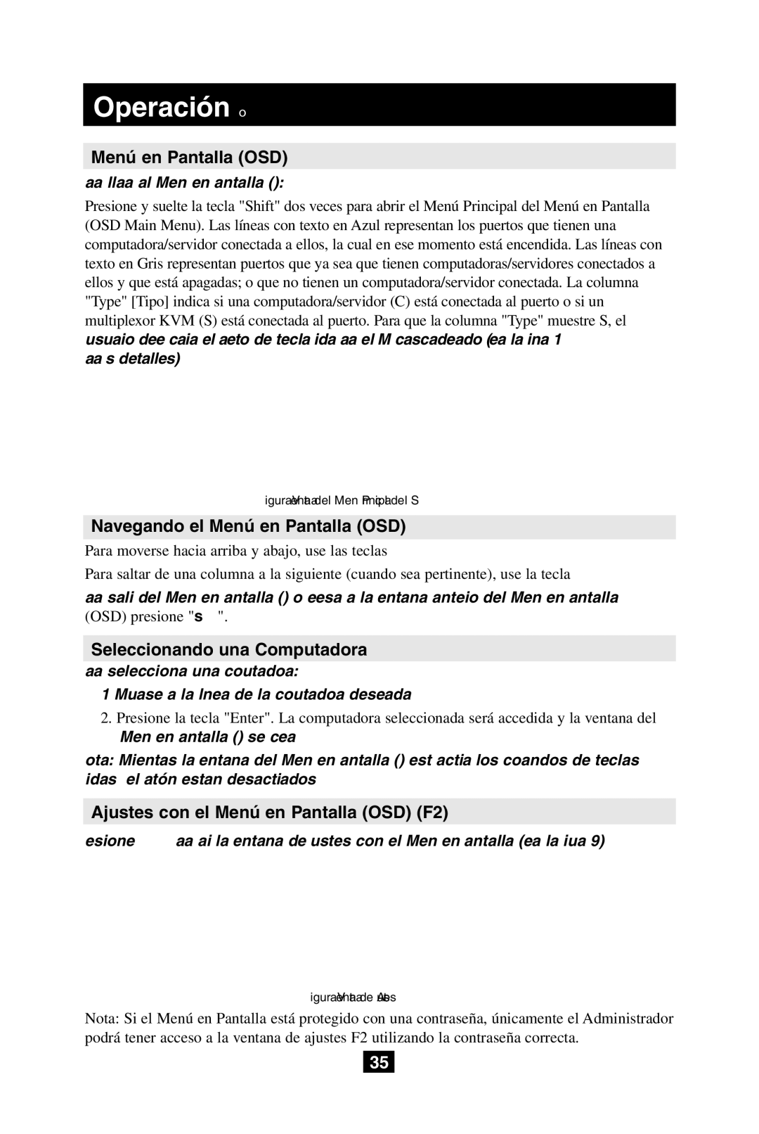 Tripp Lite B070-016-19, B070-008-19 owner manual Navegando el Menú en Pantalla OSD, Seleccionando una Computadora 