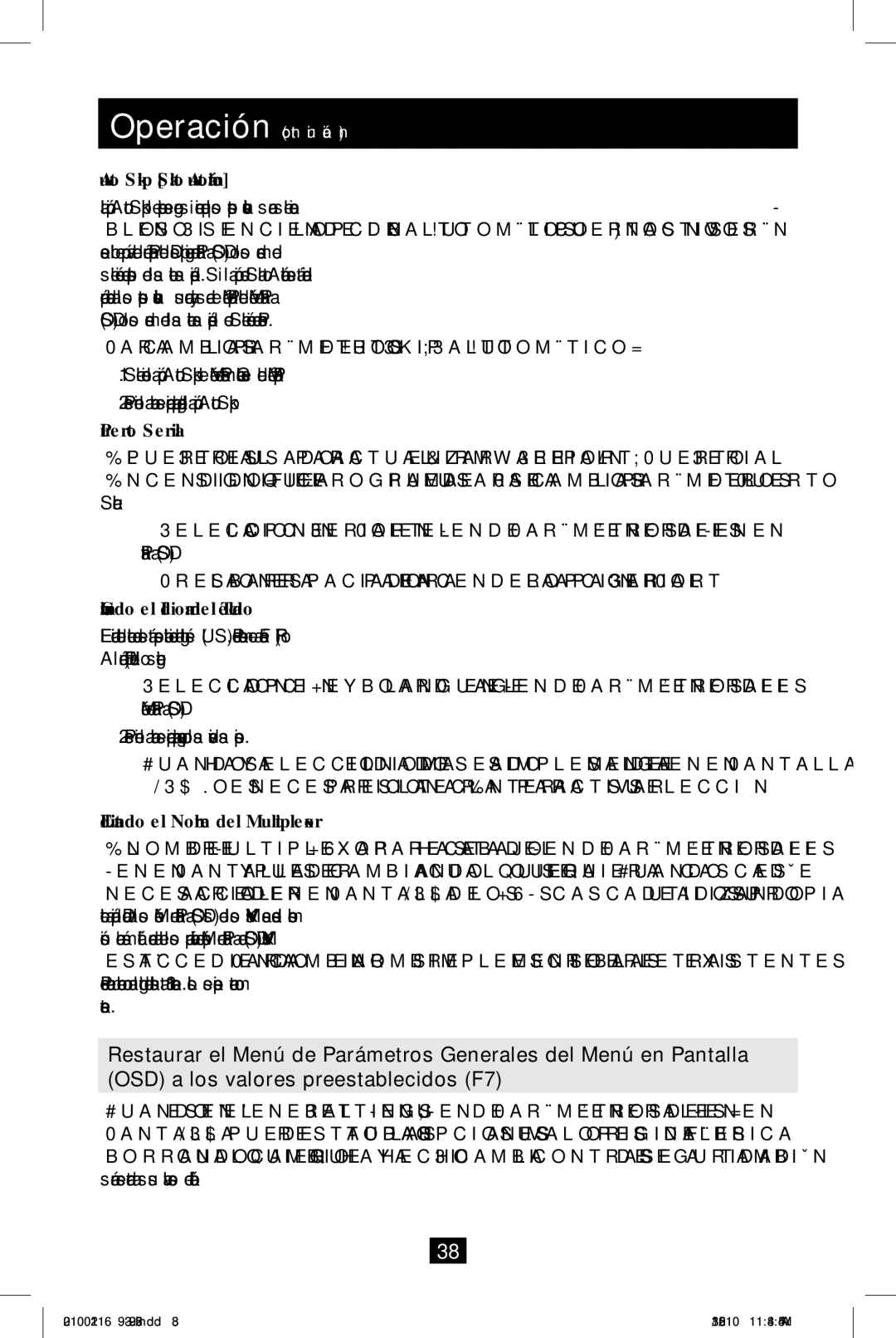 Tripp Lite B070-008-19, B070-016-19 owner manual Auto Skip Salto Automático, Puerto Serial, Cambiando el Idioma del Teclado 