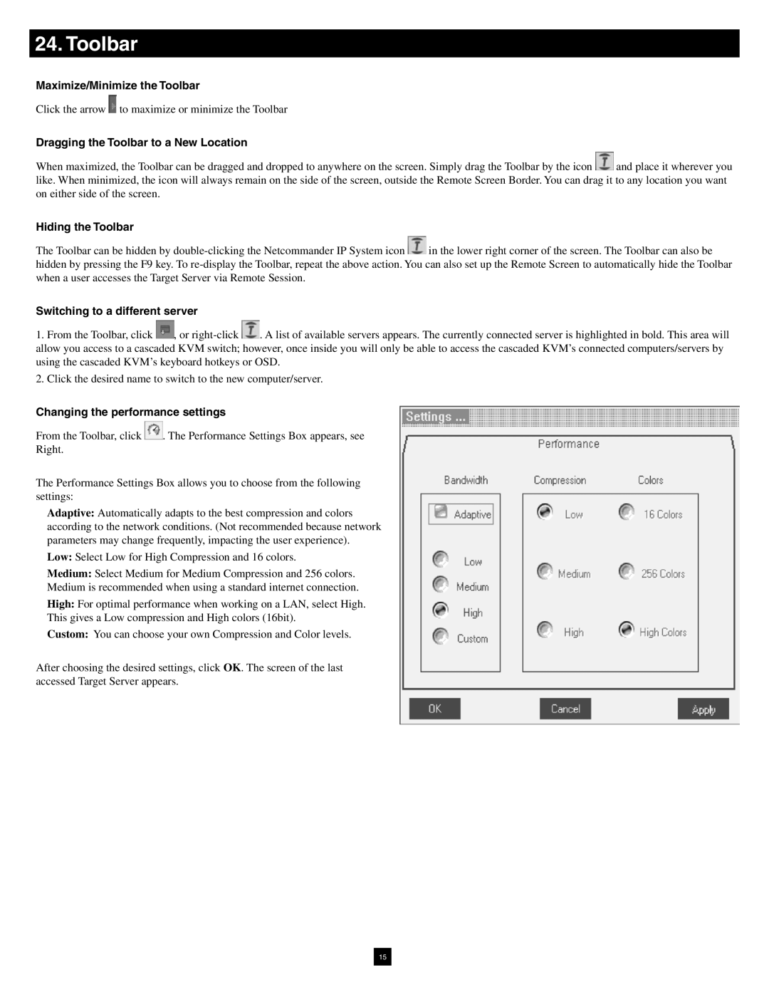 Tripp Lite B070-016-19-IP warranty Toolbar 