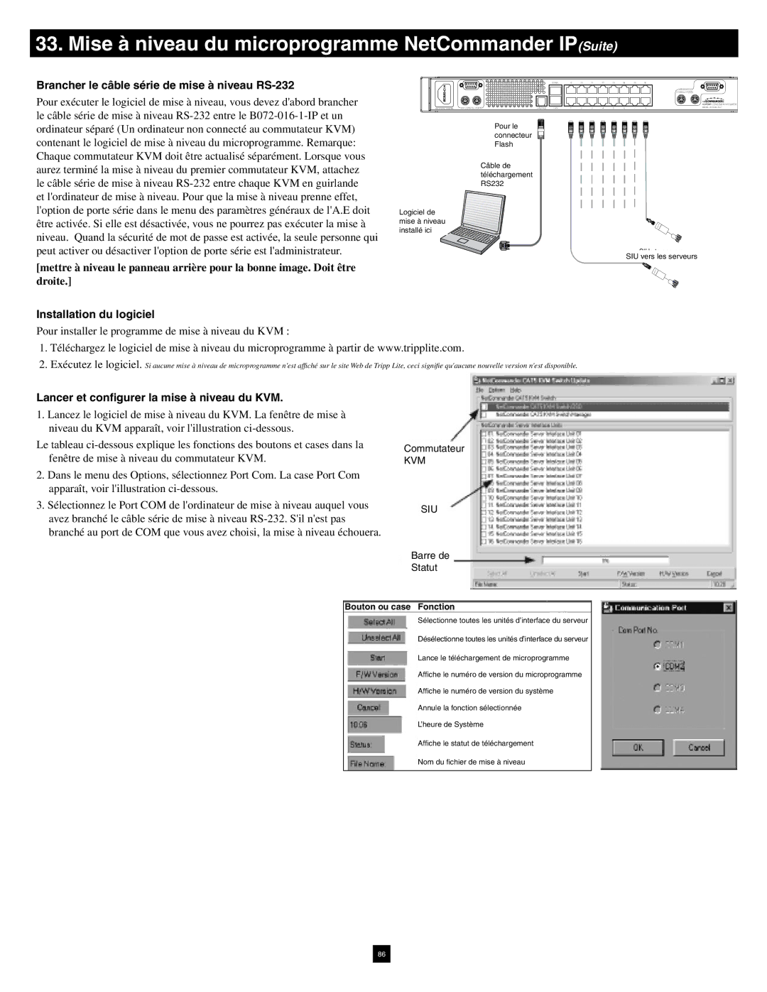 Tripp Lite B070-016-19-IP warranty Mise à niveau du microprogramme NetCommander IPSuite, Installation du logiciel 