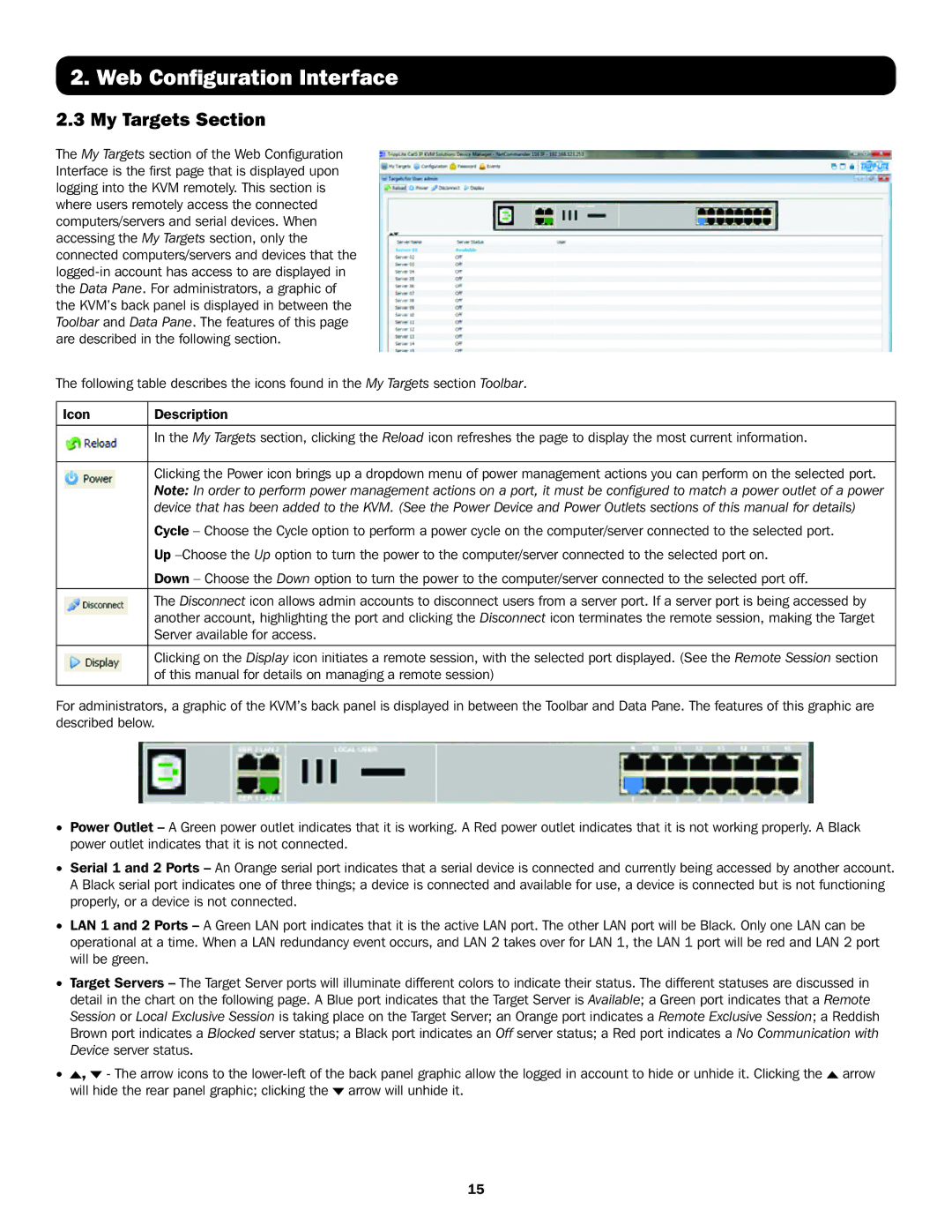 Tripp Lite B070-008-19-IP, B072-016-IP, B070-016-19-IP, B072-008-IP My Targets Section, Server available for access 