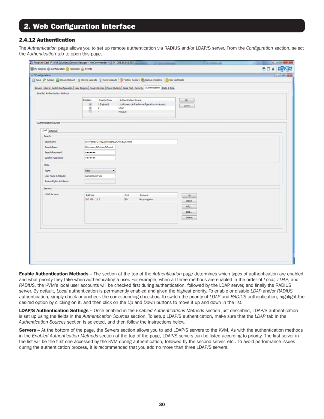 Tripp Lite B072-008-IP, B072-016-IP, B070-016-19-IP, B070-008-19-IP owner manual Authentication 