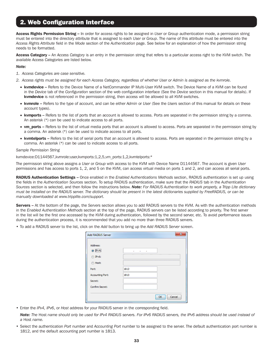 Tripp Lite B070-016-19-IP, B072-016-IP, B072-008-IP, B070-008-19-IP owner manual Sample Permission String 