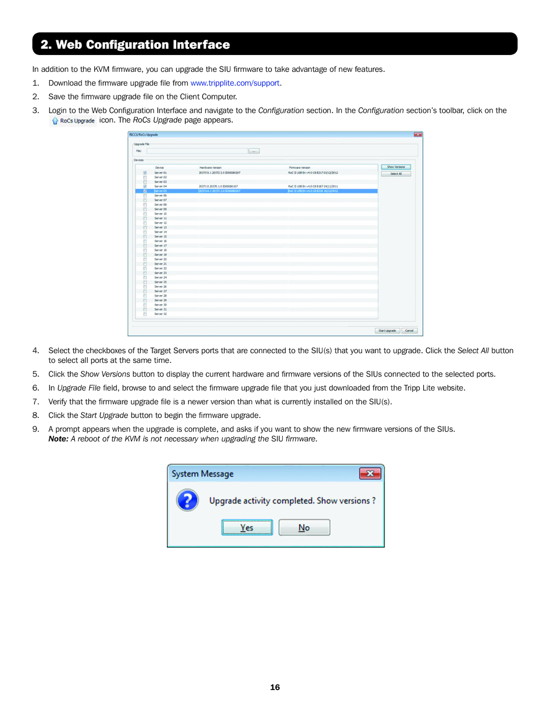 Tripp Lite B072-016-IP2, B072-032-IP4, B072-032-IP2, B072-016-IP4 owner manual Web Configuration Interface 