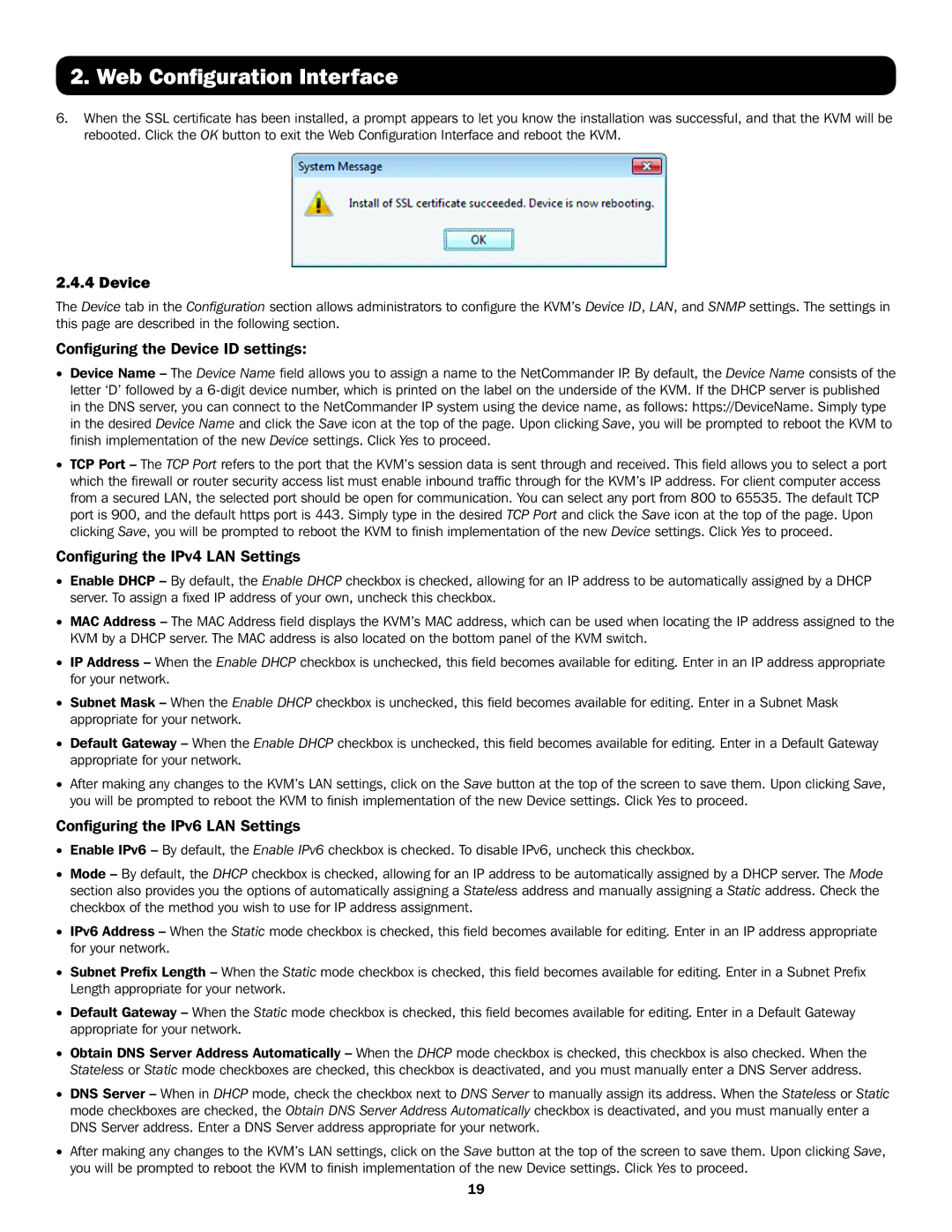 Tripp Lite B072-016-IP4, B072-016-IP2 owner manual Configuring the Device ID settings, Configuring the IPv4 LAN Settings 