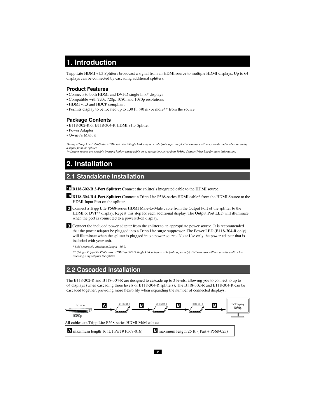 Tripp Lite B118-304-R, B118-302-R owner manual Introduction, Installation, Product Features, Package Contents 