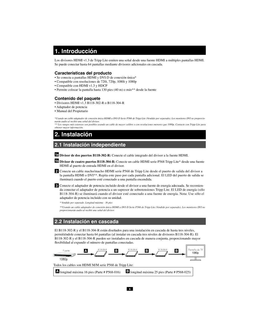 Tripp Lite B118-304-R, B118-302-R Introducción, Instalación, Características del producto, Contenido del paquete 