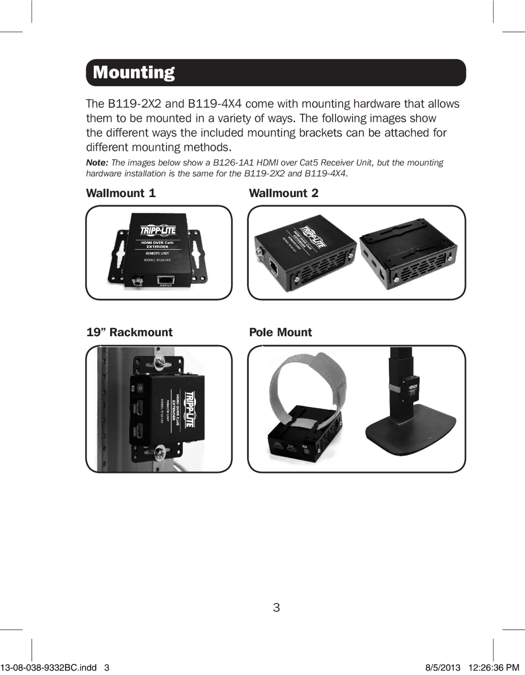 Tripp Lite B119-4X4, B119-2X2 owner manual Mounting 