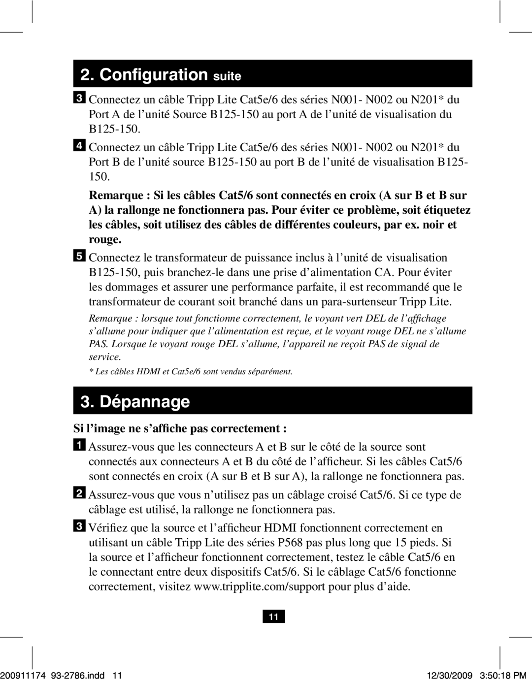 Tripp Lite B125-150 owner manual Configuration suite, Si l’image ne s’affiche pas correctement 