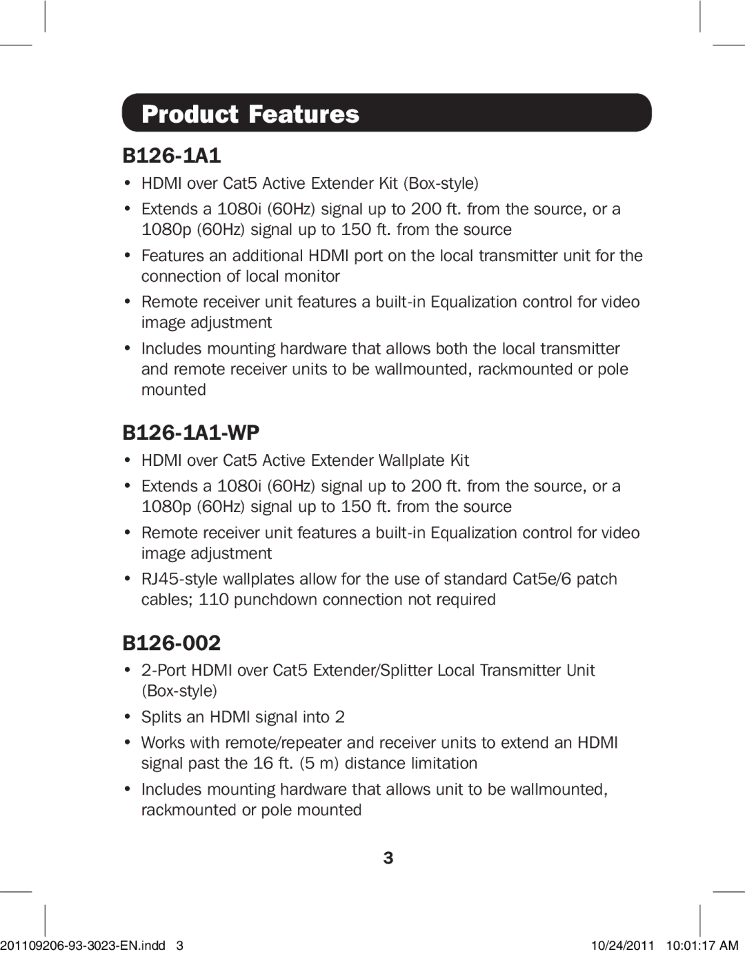 Tripp Lite B126-1A0-WP-1, B126-1P0-WP-1, B126-004, B126-110 owner manual B126-1A1-WP, B126-002 