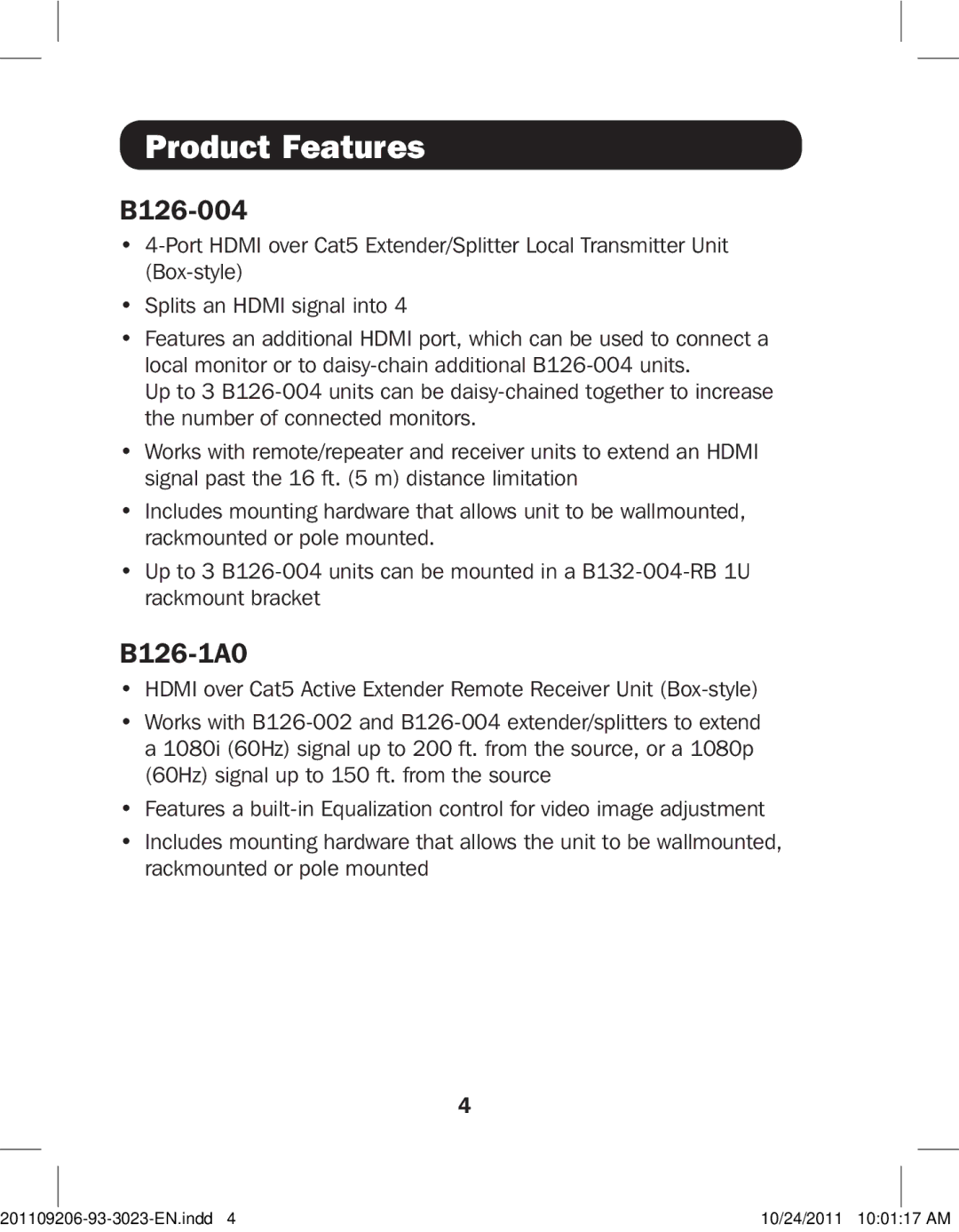 Tripp Lite B126-004, B126-1P0-WP-1, B126-1A0-WP-1, B126-110, B126-1A1-WP, B126-002 owner manual 