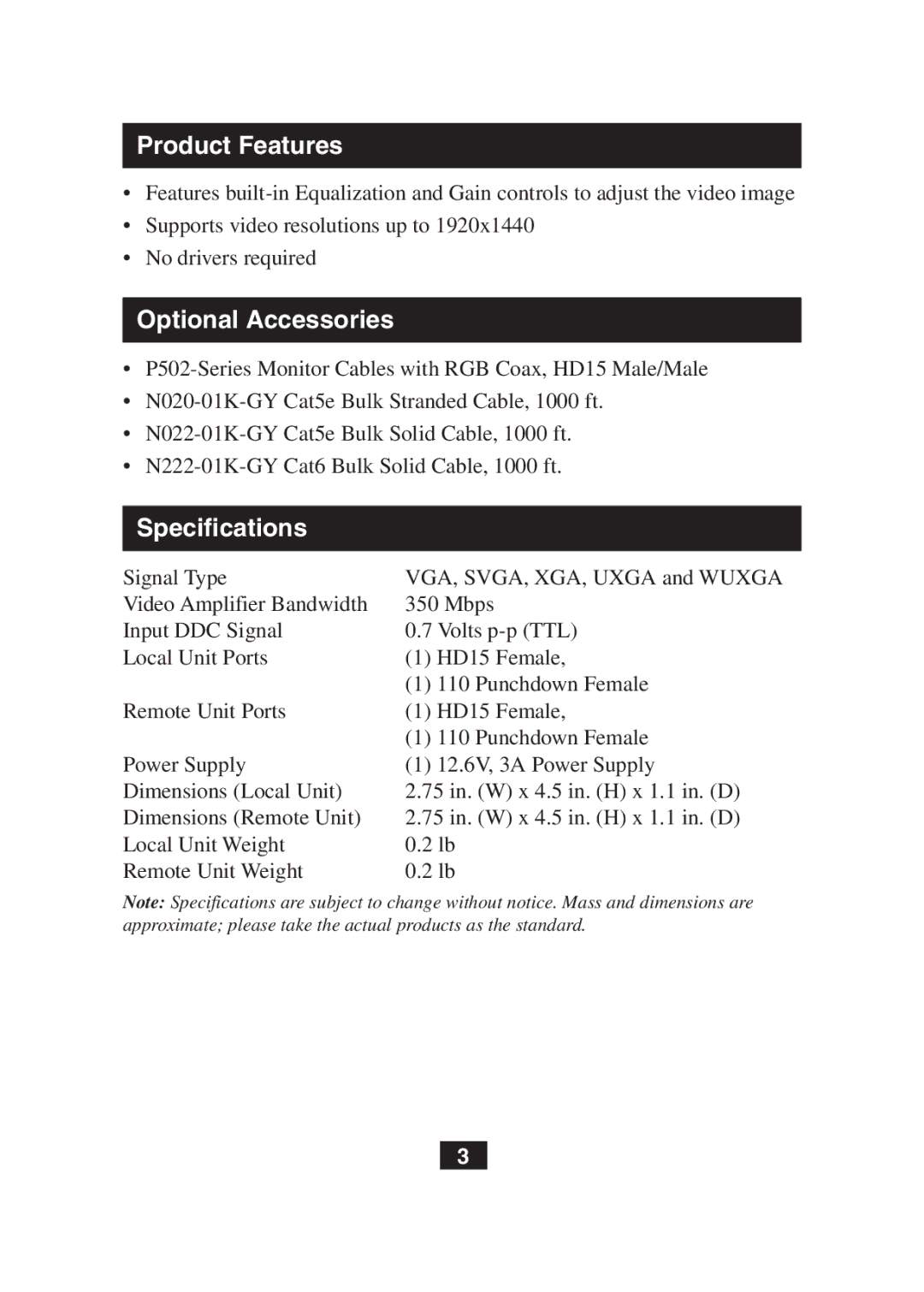 Tripp Lite B130-101-WP owner manual Supports video resolutions up to No drivers required 