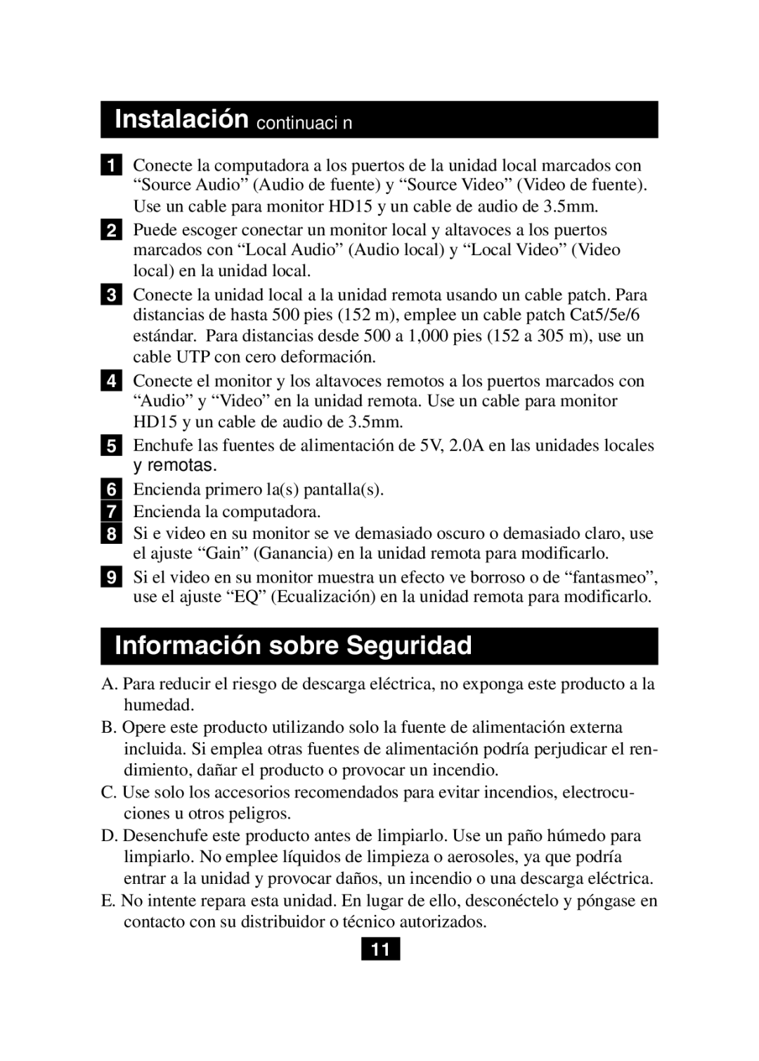 Tripp Lite B130-101A owner manual Instalación continuación, Información sobre Seguridad 