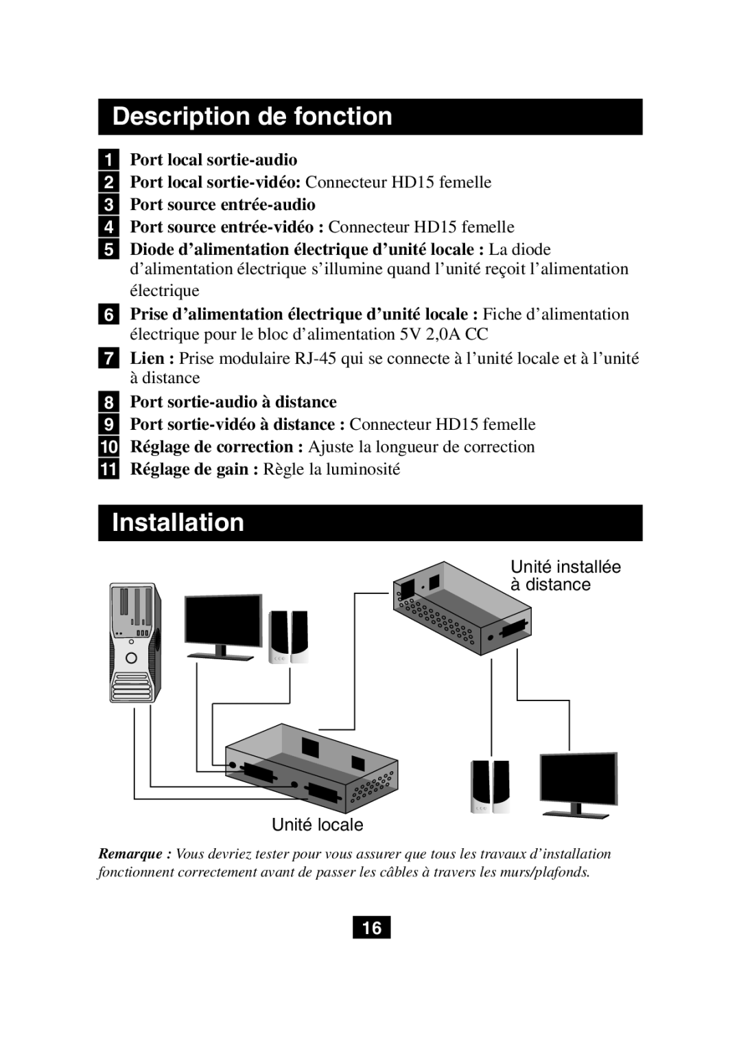 Tripp Lite B130-101A owner manual Description de fonction, Unité installée à distance Unité locale 