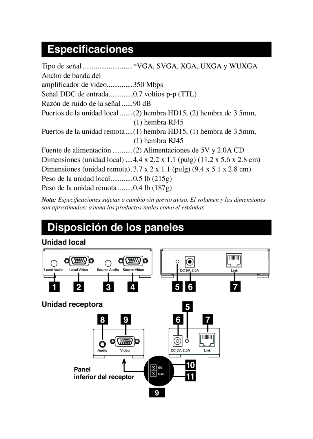 Tripp Lite B130-101A owner manual Especificaciones, Disposición de los paneles 