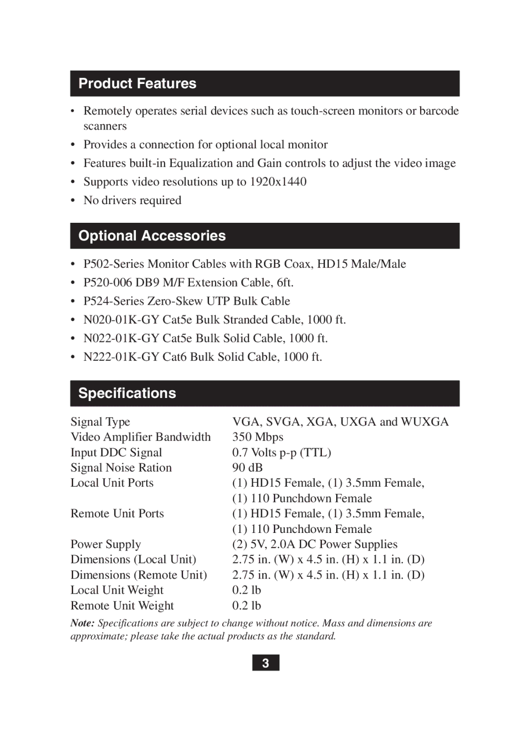 Tripp Lite B130-101S-WP owner manual Supports video resolutions up to No drivers required 