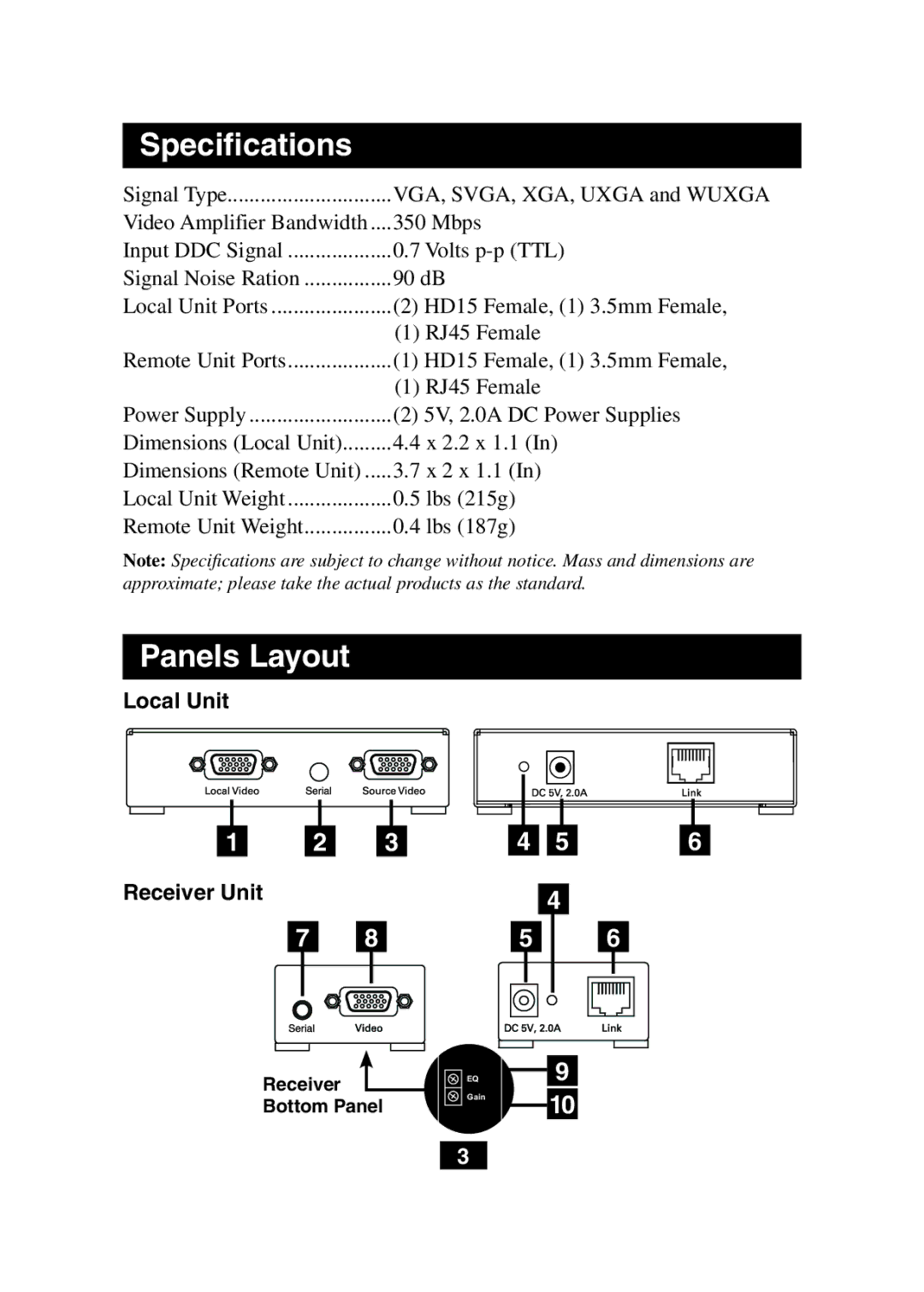 Tripp Lite B130-101S owner manual Specifications, Panels Layout 