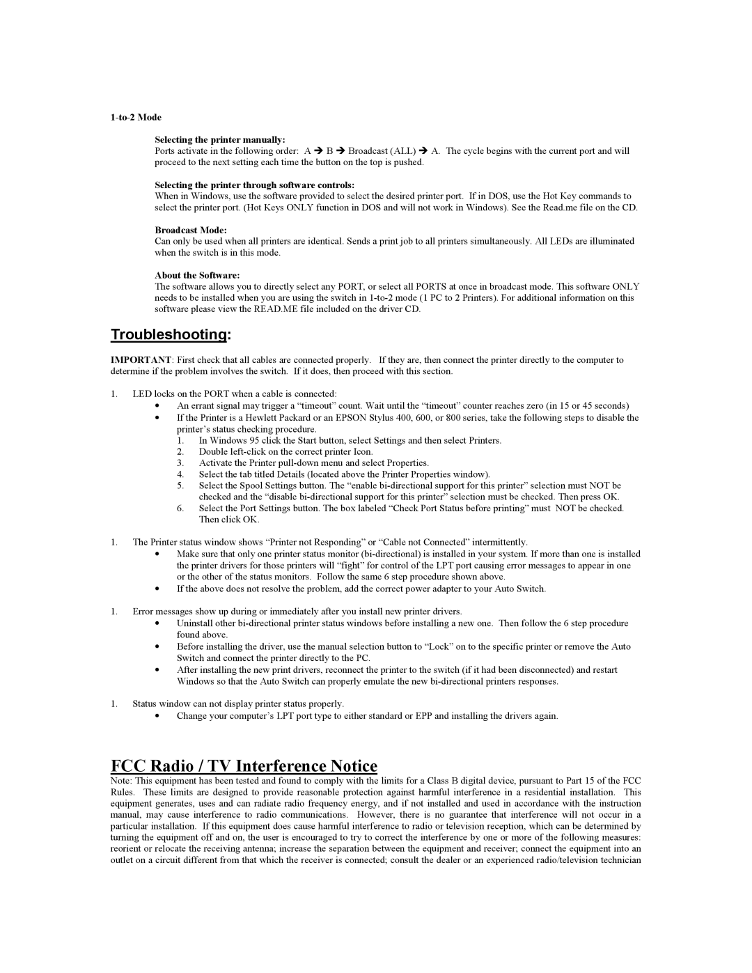 Tripp Lite B170-002-R user manual FCC Radio / TV Interference Notice, Troubleshooting 