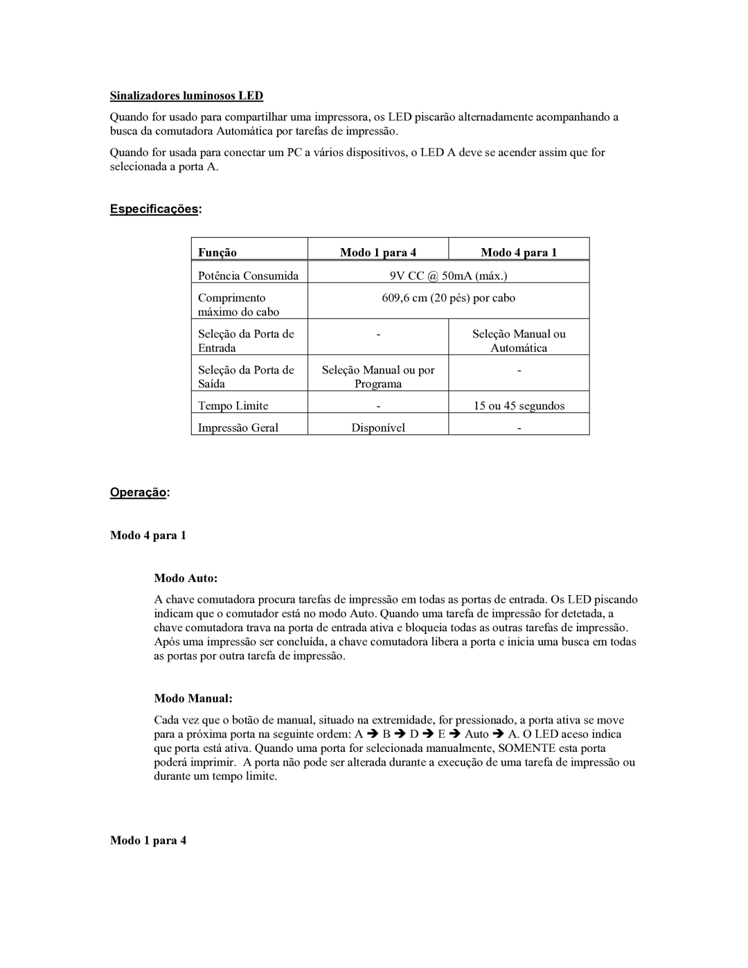 Tripp Lite B170-004-R user manual Especificações 