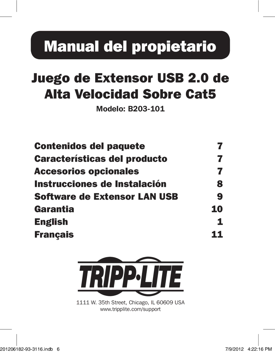 Tripp Lite B203-101 owner manual Manual del propietario 