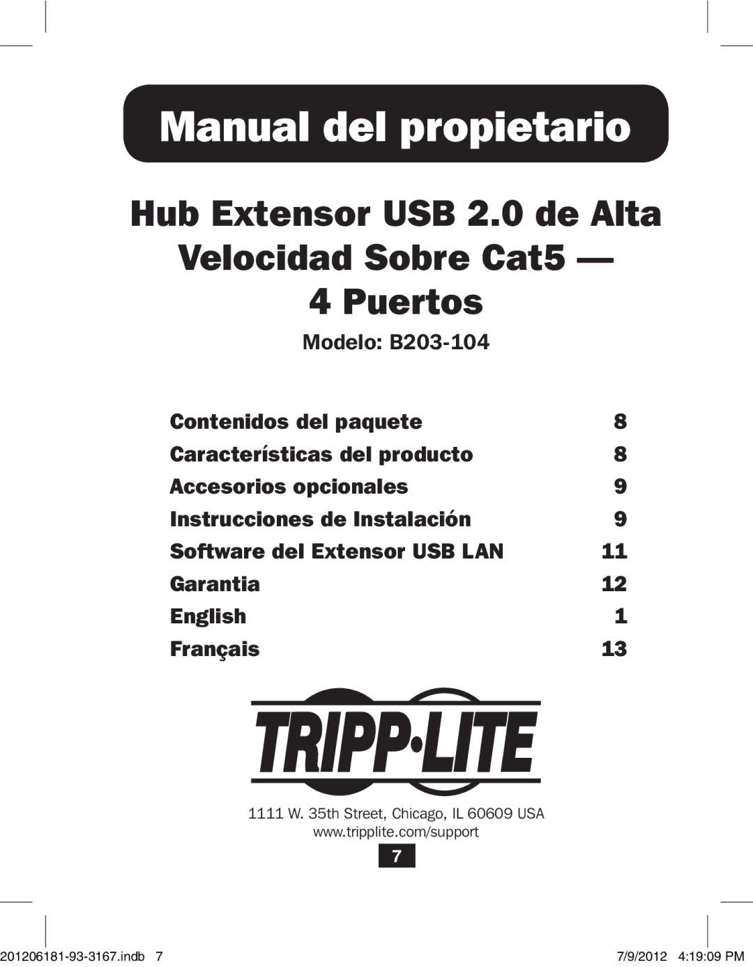 Tripp Lite B203-104 owner manual Manual del propietario 