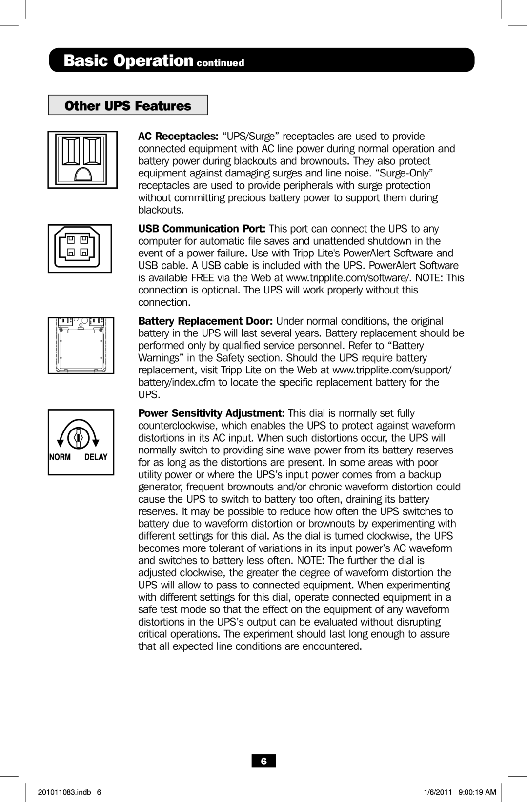 Tripp Lite BC600SINE owner manual Other UPS Features 