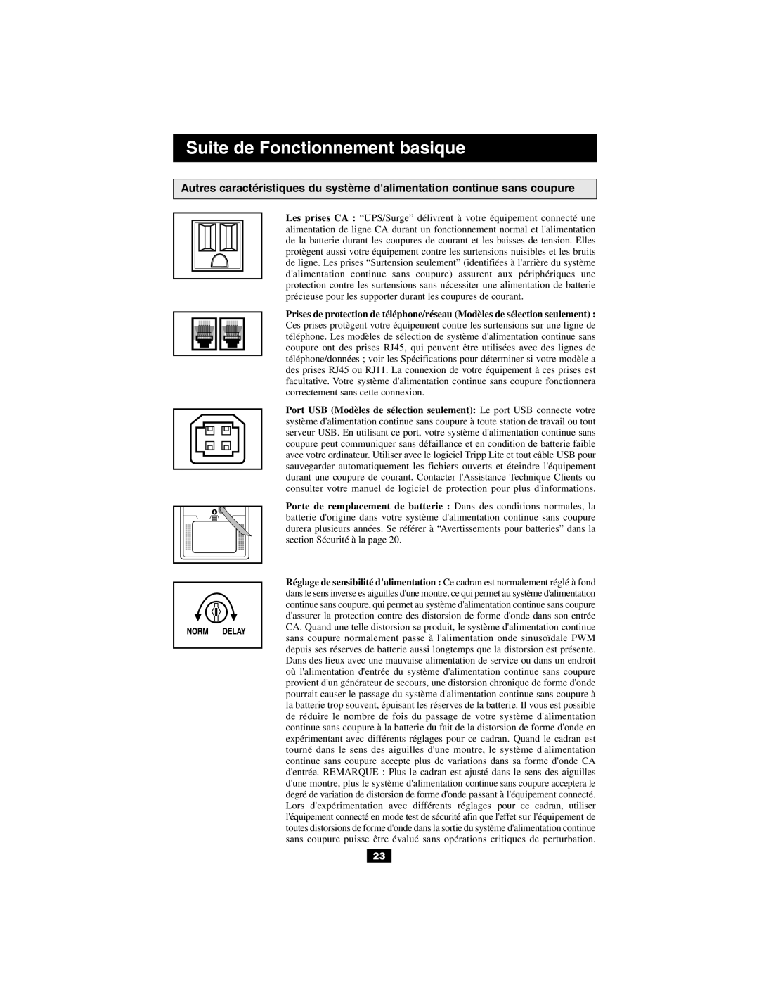 Tripp Lite BCINTERNET500, BCPERS450, INTERNETOFFICE500, INTERNETOFFICE700, BCINTERNET550 Suite de Fonctionnement basique 