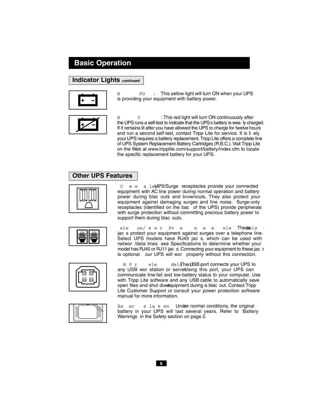 Tripp Lite INTERNETOFFICE500, BCPERS450, INTERNETOFFICE700, BCINTERNET500, BCINTERNET550 owner manual Other UPS Features 