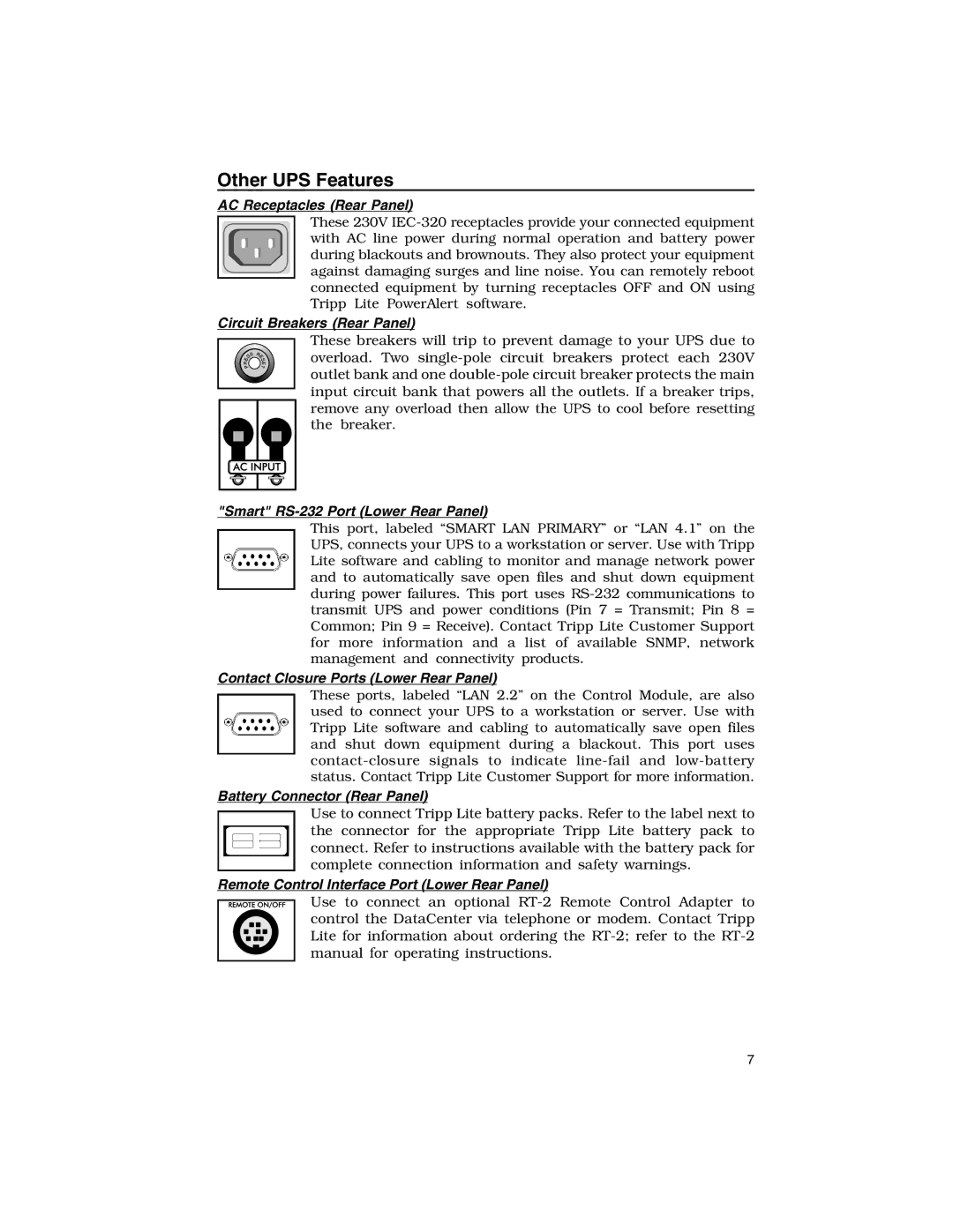 Tripp Lite Datacenter INT specifications Other UPS Features 