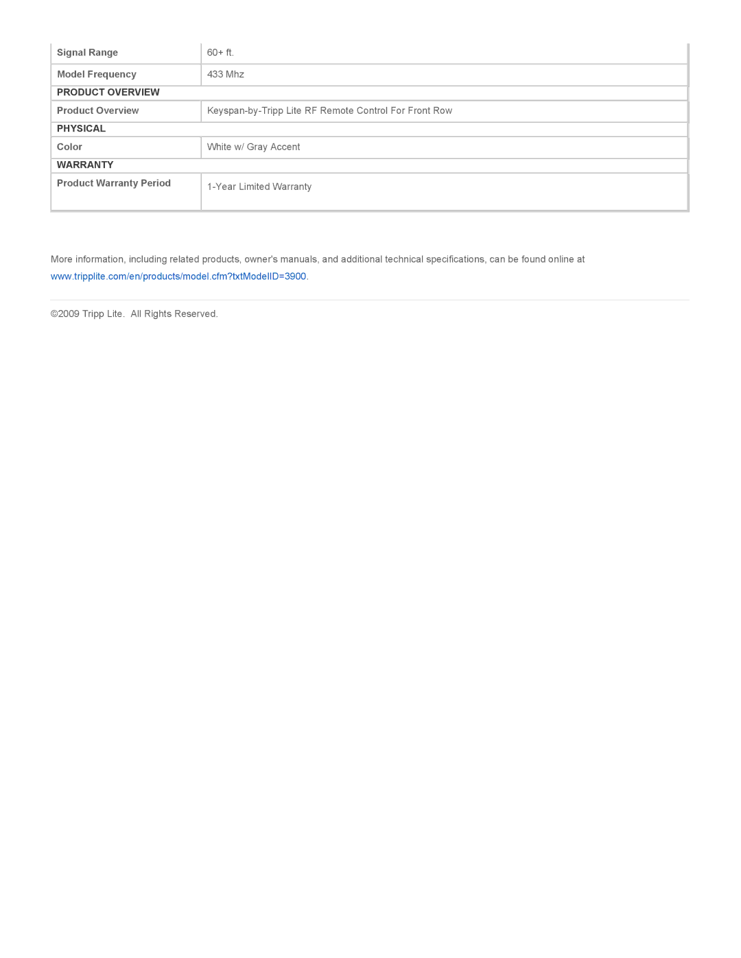 Tripp Lite ER-RF1 specifications Product Overview 