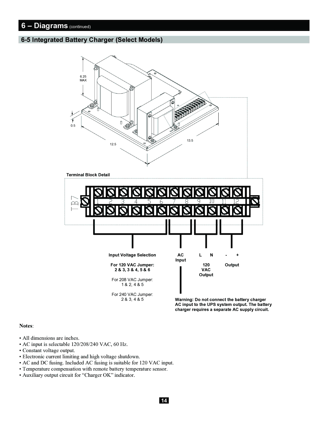 Tripp Lite Extended-Run 3-Phase Battery Cabinet owner manual Integrated Battery Charger Select Models 