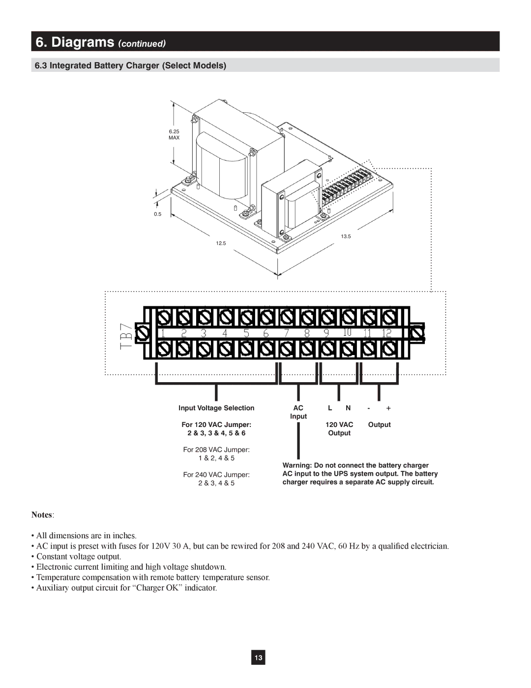 Tripp Lite Extended-Run Single-Phase Battery Cabinet owner manual Integrated Battery Charger Select Models 