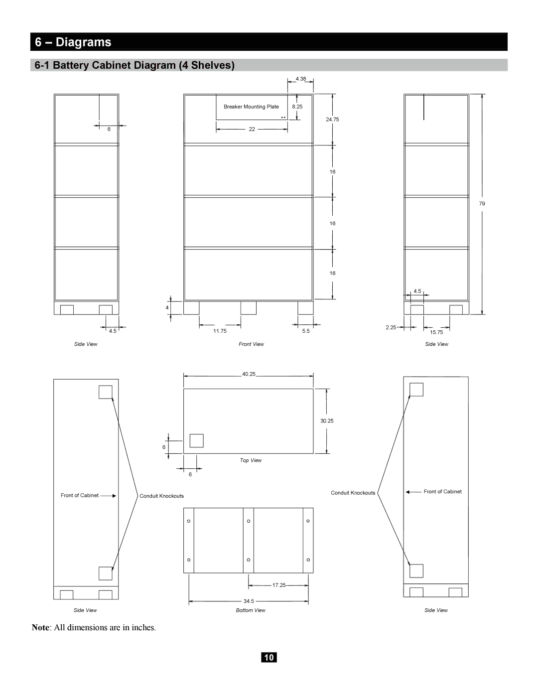 Tripp Lite Extended-Run owner manual Diagrams, Battery Cabinet Diagram 4 Shelves 