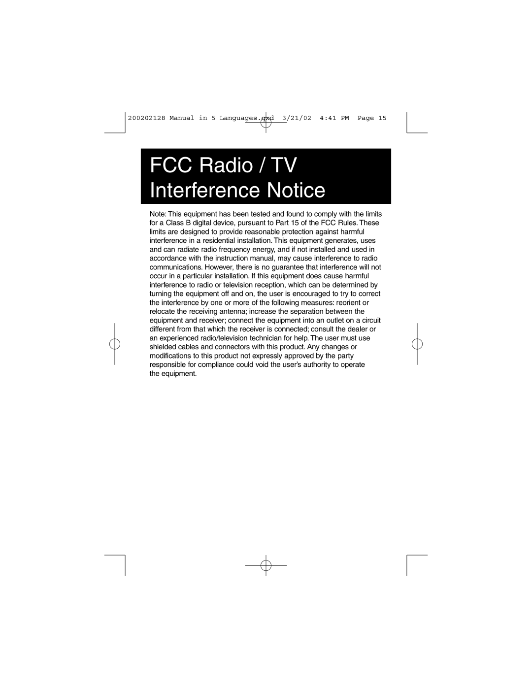 Tripp Lite F200-003-R user manual FCC Radio / TV Interference Notice 