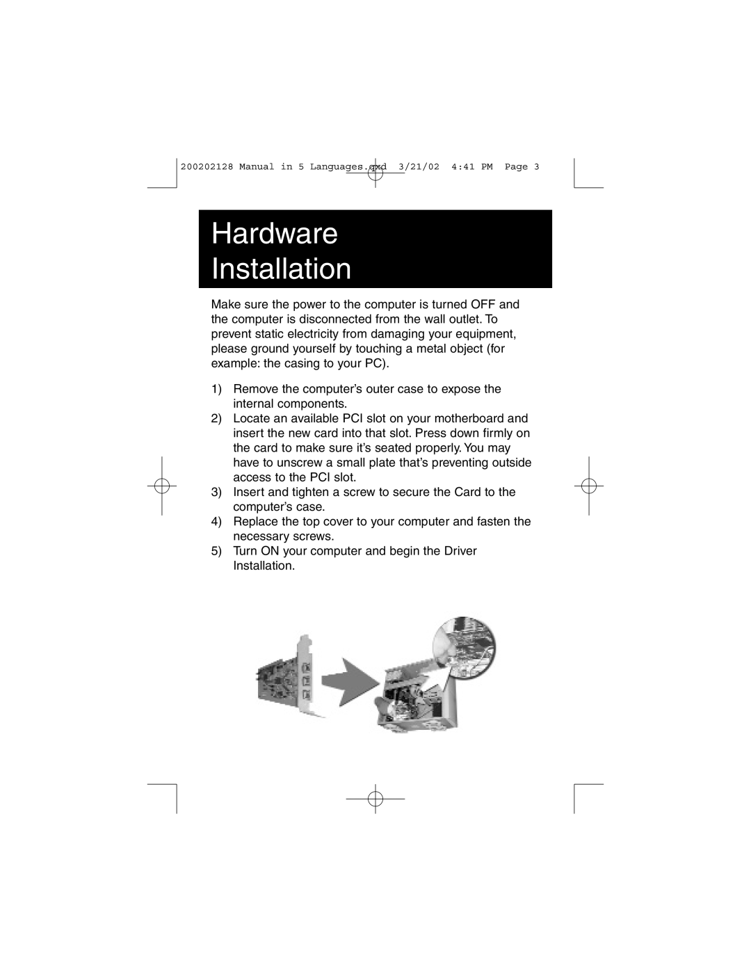 Tripp Lite F200-003-R user manual Hardware Installation 