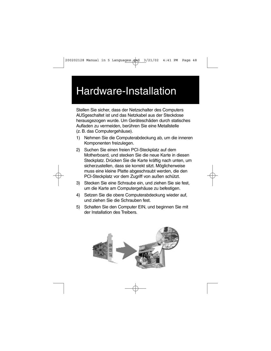 Tripp Lite F200-003-R user manual Hardware-Installation 