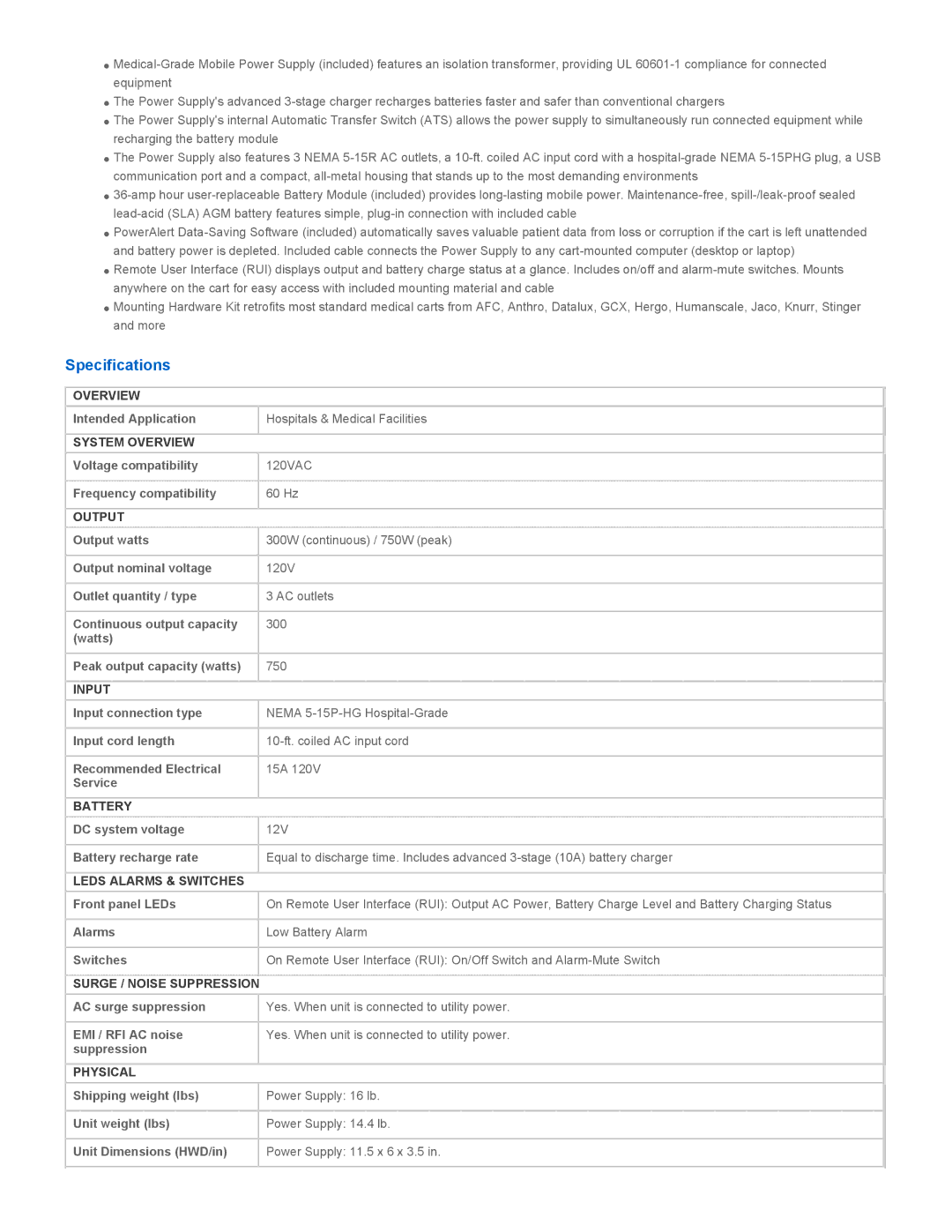 Tripp Lite HCRK-36 owner manual Specifications 