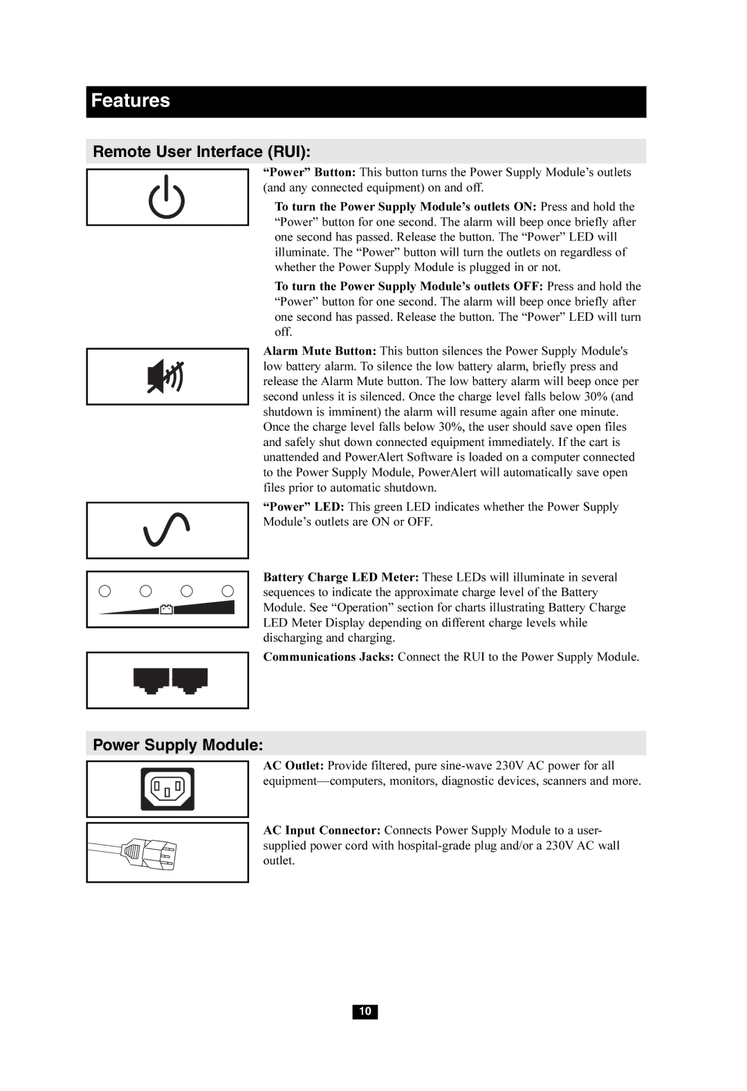 Tripp Lite HCRK-INT owner manual Remote User Interface RUI, Power Supply Module 