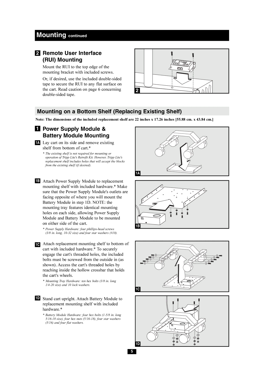 Tripp Lite HCRK-INT owner manual Remote User Interface RUI Mounting 