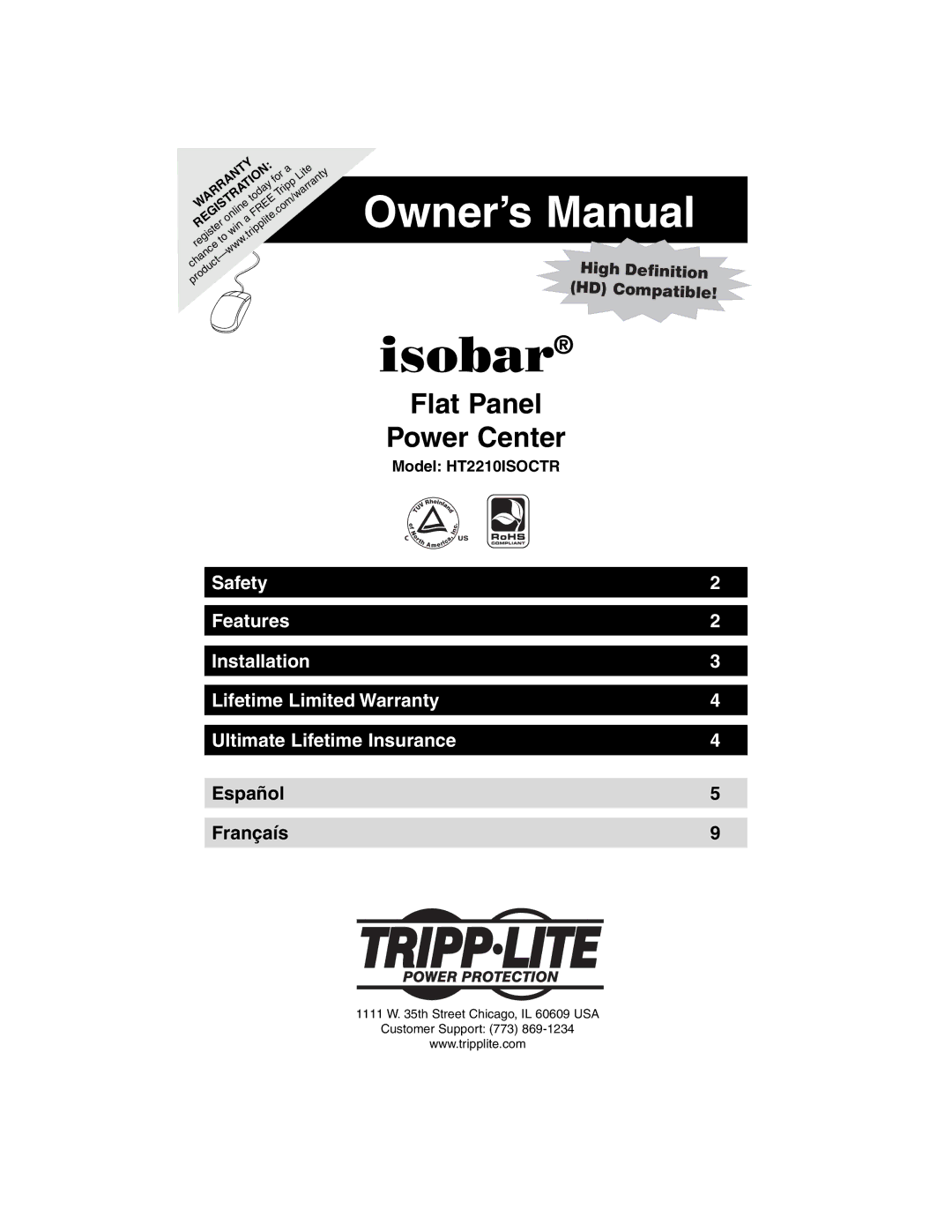 Tripp Lite owner manual Isobar, Model HT2210ISOCTR 