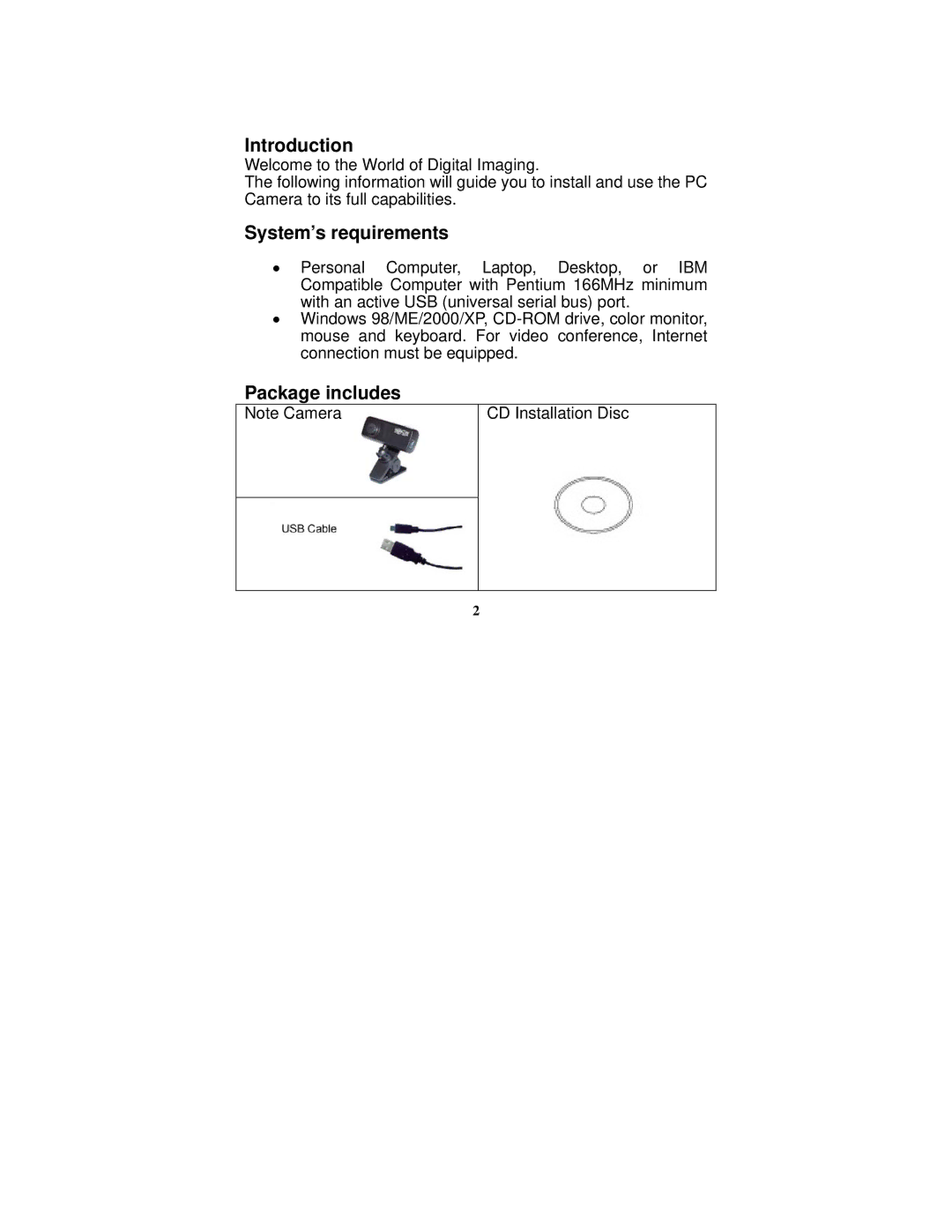 Tripp Lite IN3002CAM1 manual Introduction, System’s requirements, Package includes 