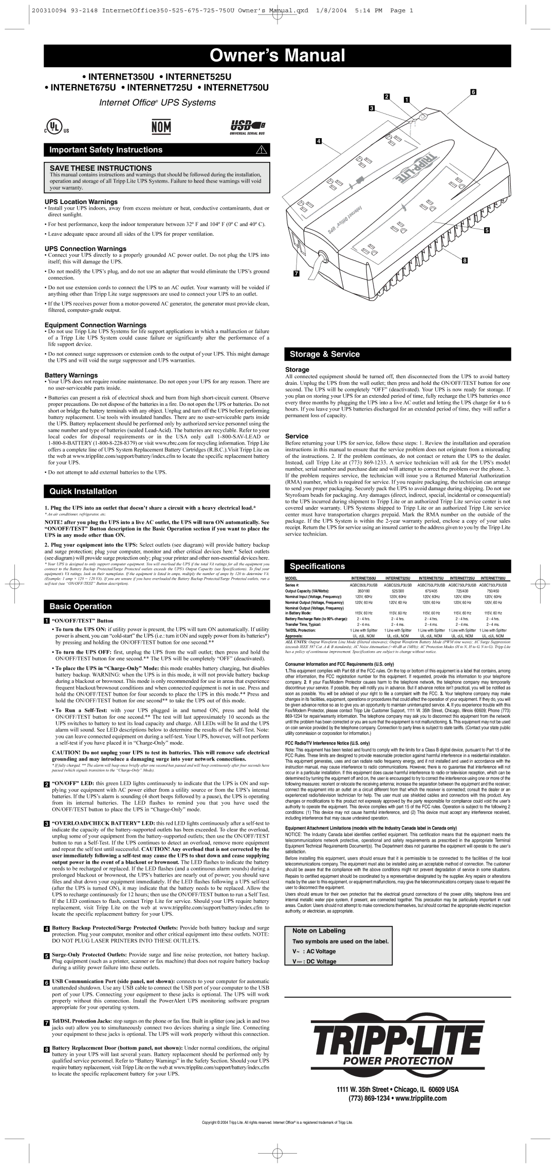 Tripp Lite INTERNET350U, INTERNET350SER, ECO350UPS, BC350 owner manual UPS Location Warnings, UPS Connection Warnings 