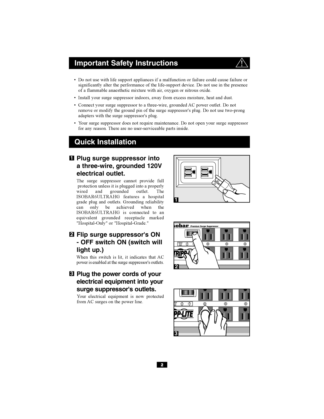 Tripp Lite ISOBAR6ULTRANG owner manual Important Safety Instructions 