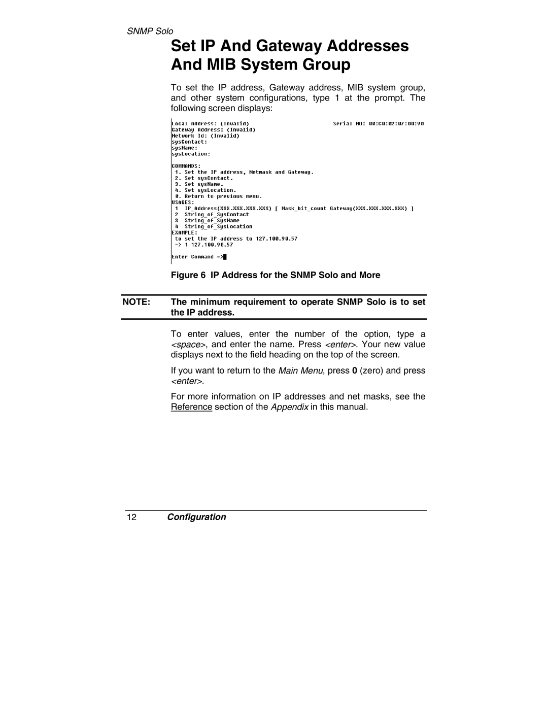 Tripp Lite MT-SE-37/02 owner manual Set IP And Gateway Addresses And MIB System Group, IP address 