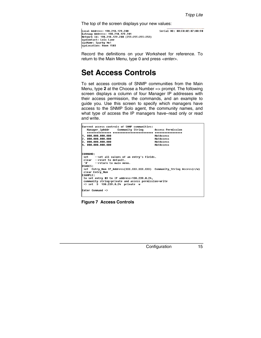 Tripp Lite MT-SE-37/02 owner manual Set Access Controls 