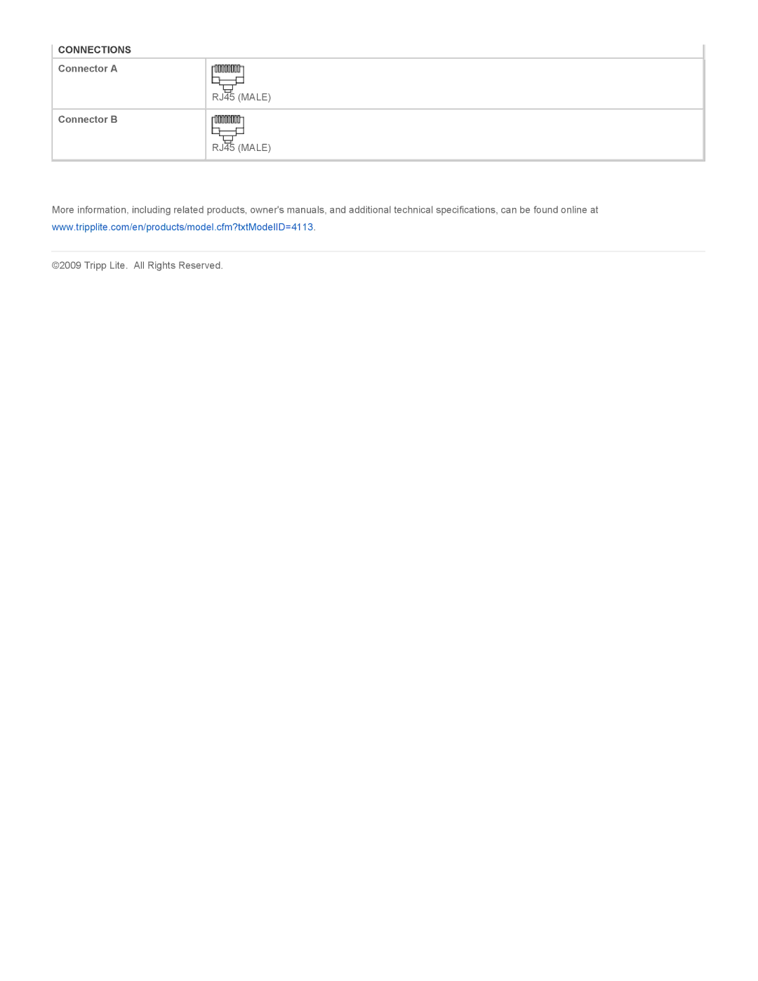 Tripp Lite N028-01K-GY specifications Connections 