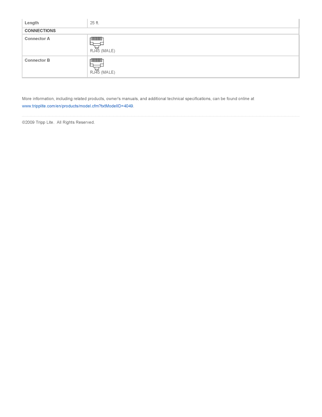 Tripp Lite N201-025-RD specifications Connections 