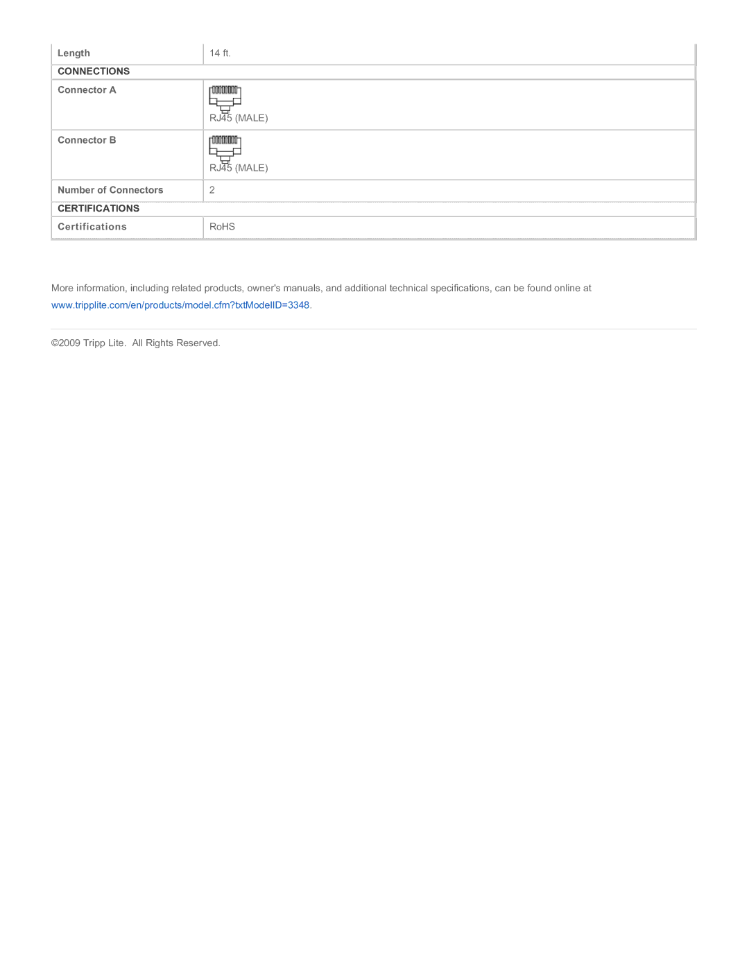 Tripp Lite N261-014-AQ specifications Connections 