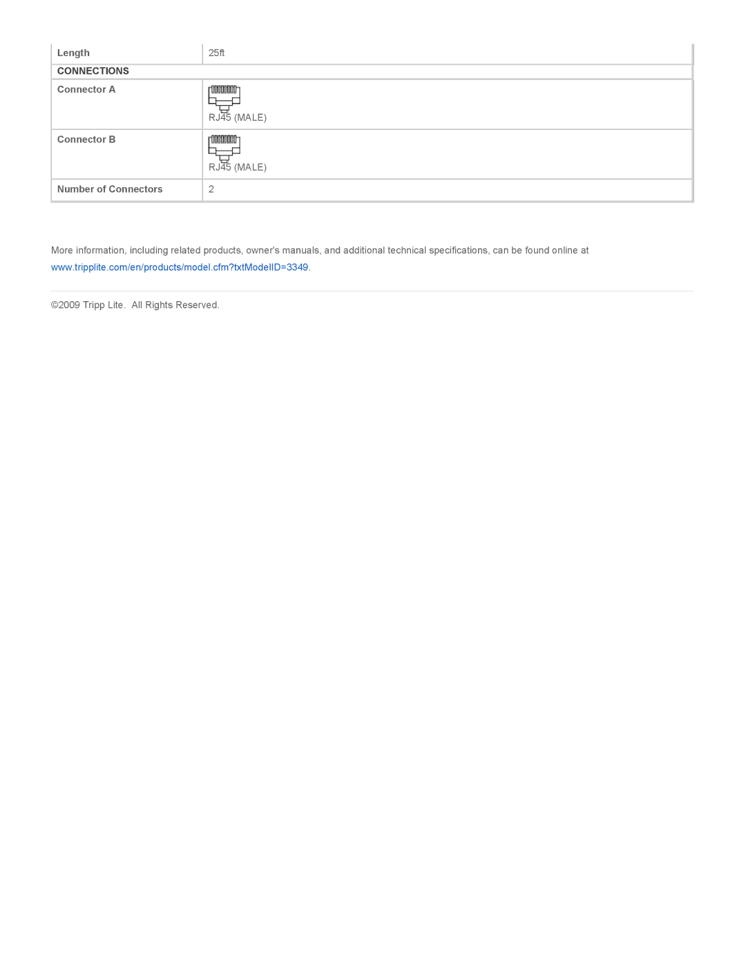 Tripp Lite N261-025-AQ specifications Connections 